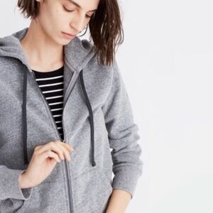 Madewell Messenger Hoodie Zip Up Sweatshirt Heather Grey XXS